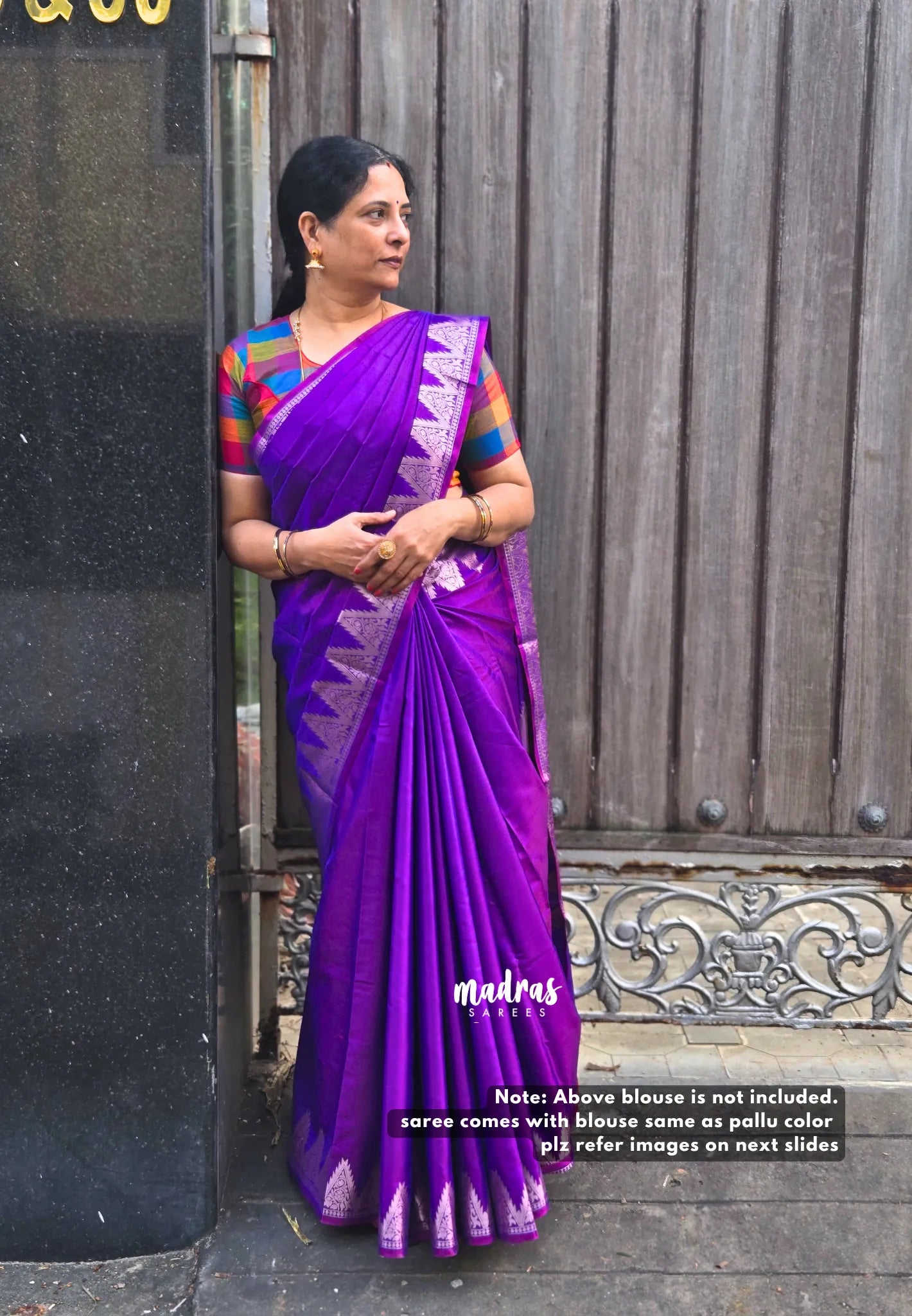 Dual Shade Purple - Kanimozhi - Premium dualshade soft silk with Temple Border - Madras Sarees