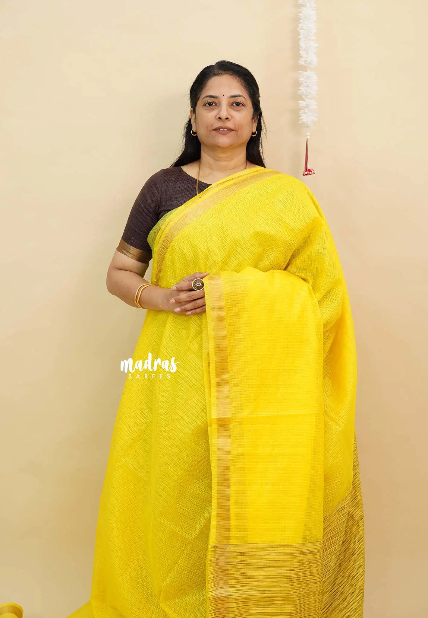Lemon yellow - Shalini Premium kota silk with Ghiccha pallu - Madras Sarees