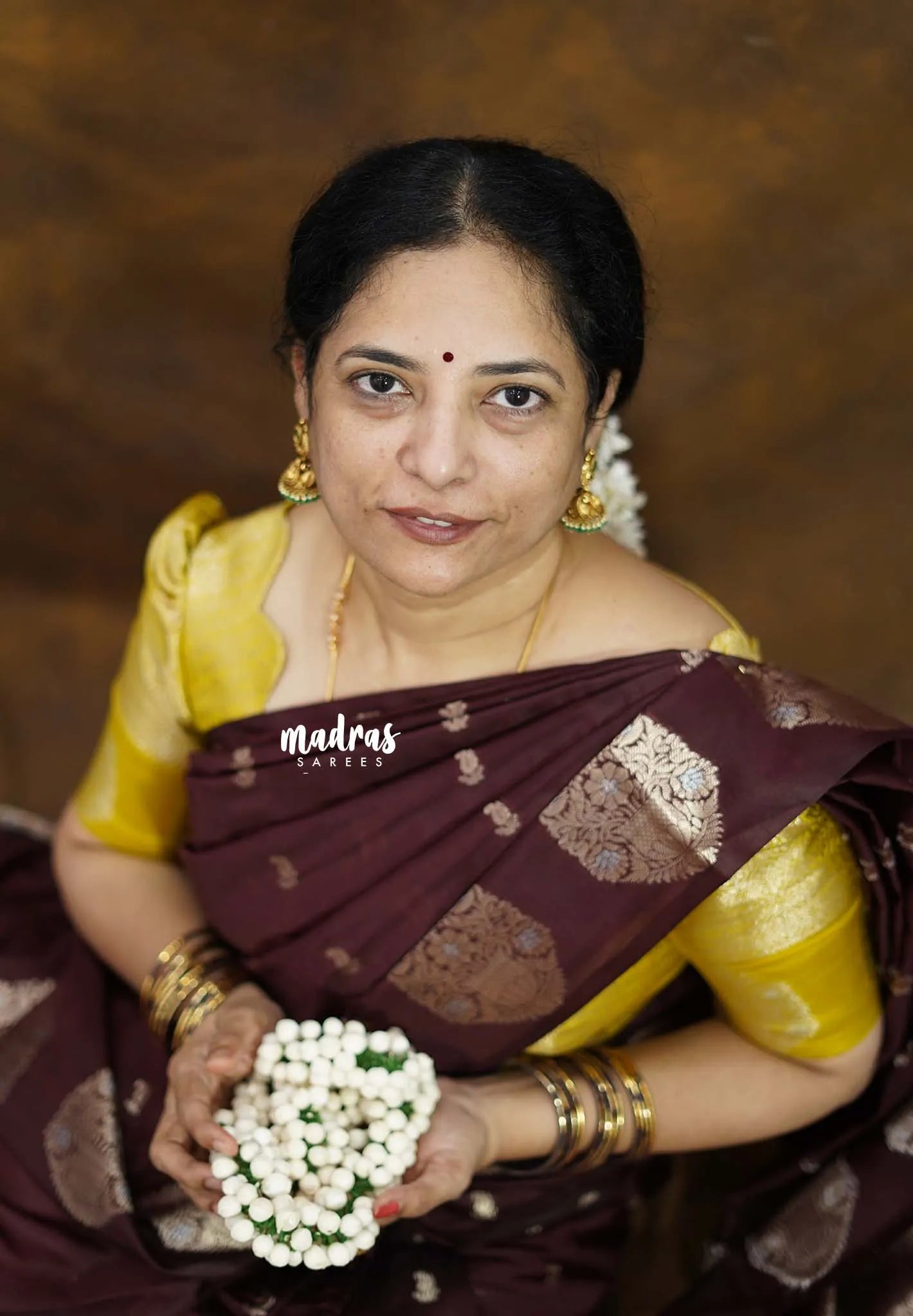 Coffee Brown - Vasantha Raagam - Banarasi mashru Silk with Antique Zari Border and buttas - Perfect for Wedding Wear - Madras Sarees