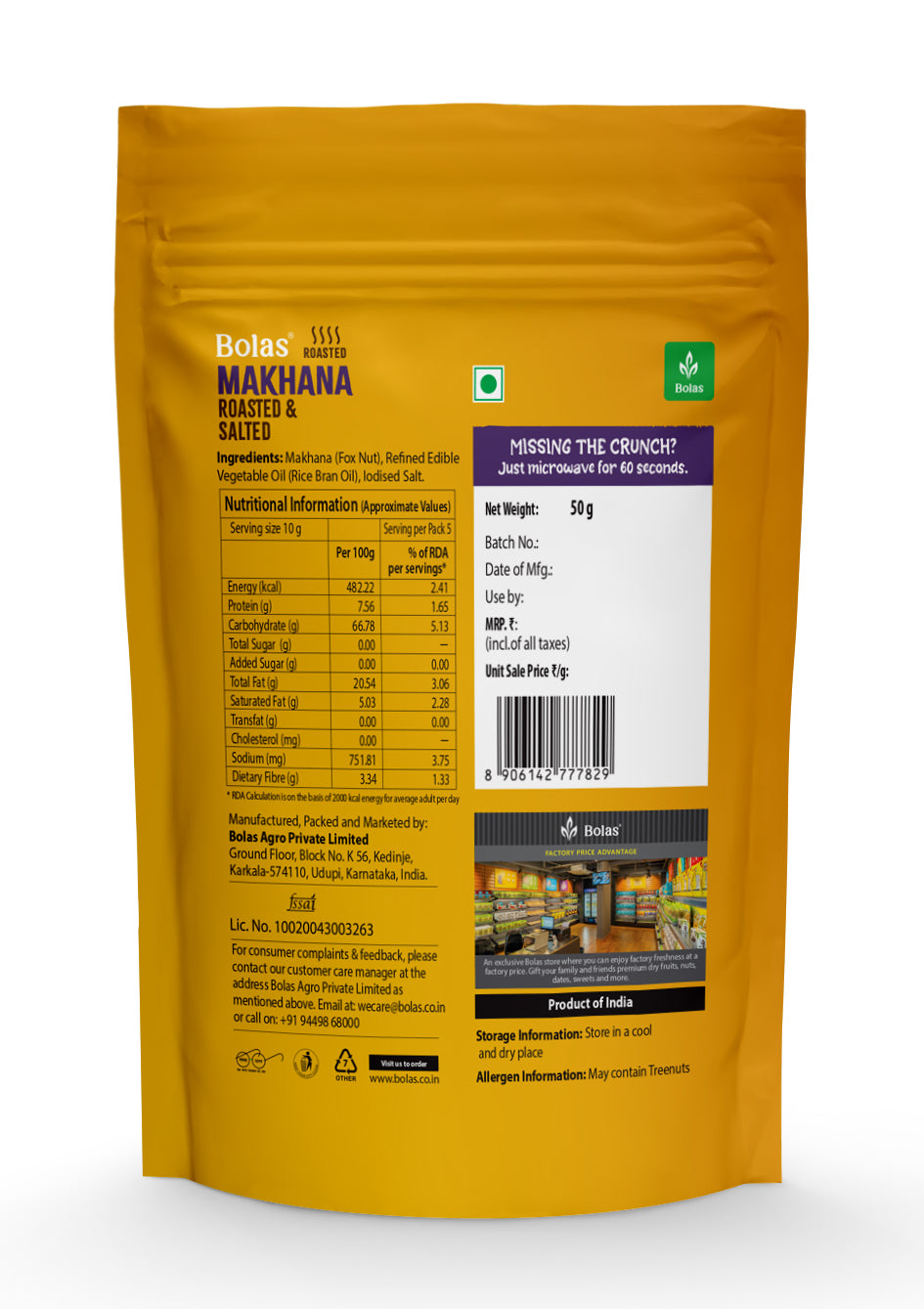 Salted Makhana 50g - Bolas