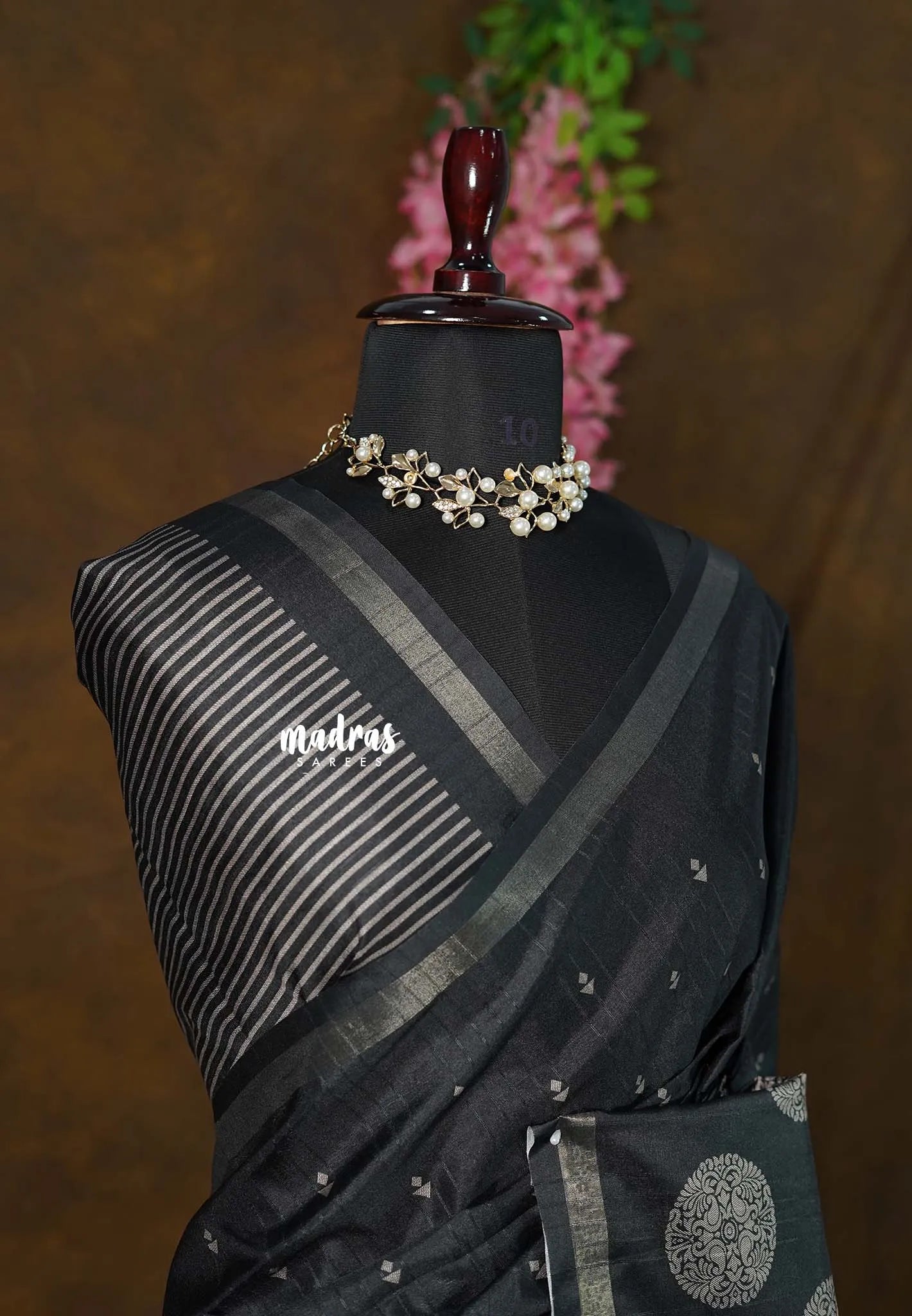 Black Pearl - Yamini Paper Silk Saree with Rich Big Border - Perfect for Office Wear - Madras Sarees