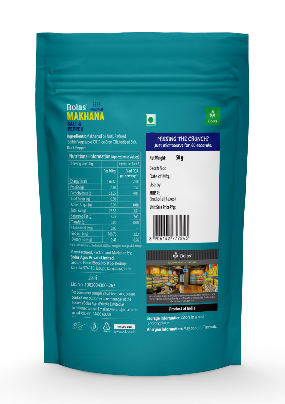 Salt & Pepper Makhana 50g - Bolas
