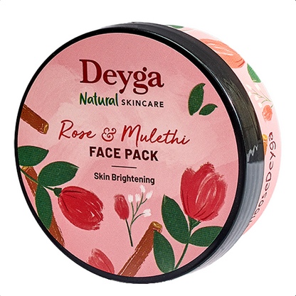 Rose & Mulethi Skin Brightening Face Pack (100 Gm) | Skin Brightening Face Pack I Face Pack for Glowing Skin | Reduces Pigmentation - Deyga Natural Skincare