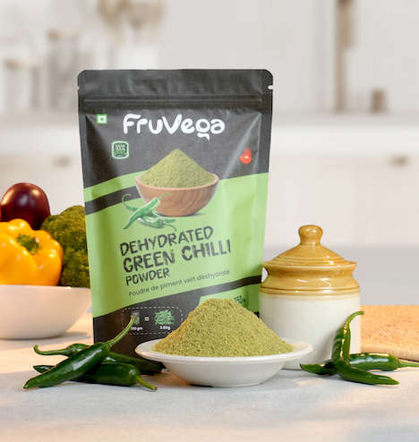 Dehydrated Green Chilli Powder 75gm - Fruvega