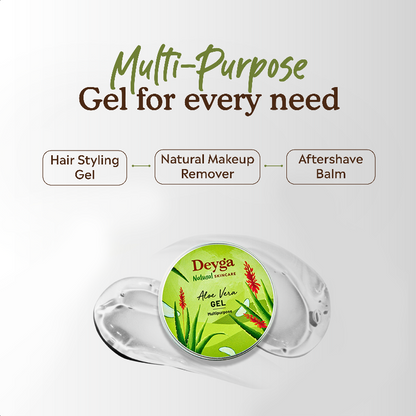 Aloe Vera Gel | Multipurpose Gel | Aloe Vera Gel for Skin, Face, and Hair | Suits All Skin Type | Men & Women (100g) Pack of 1 - Deyga Natural Skincare
