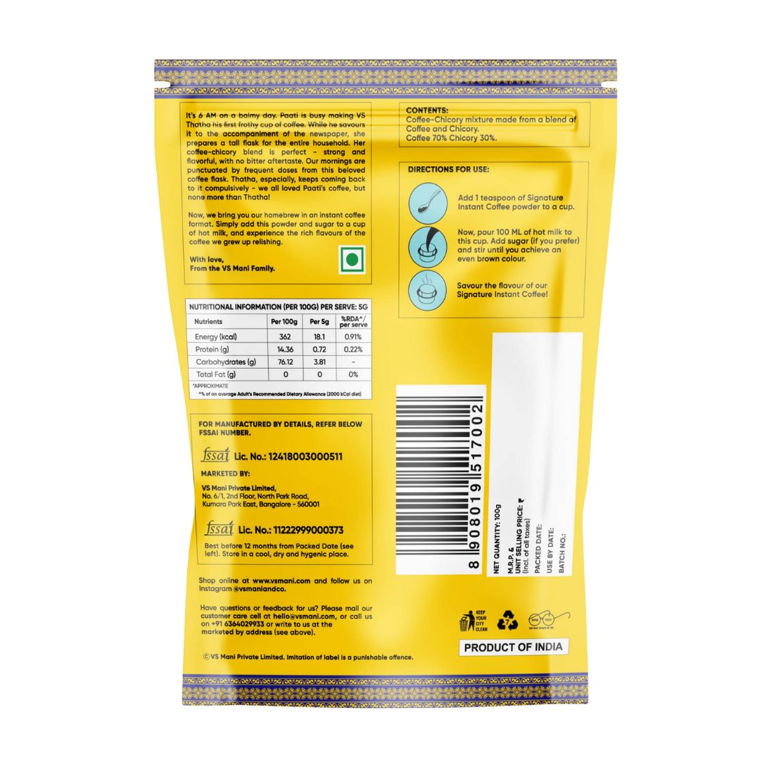 Signature Instant Coffee 100g - VS Mani