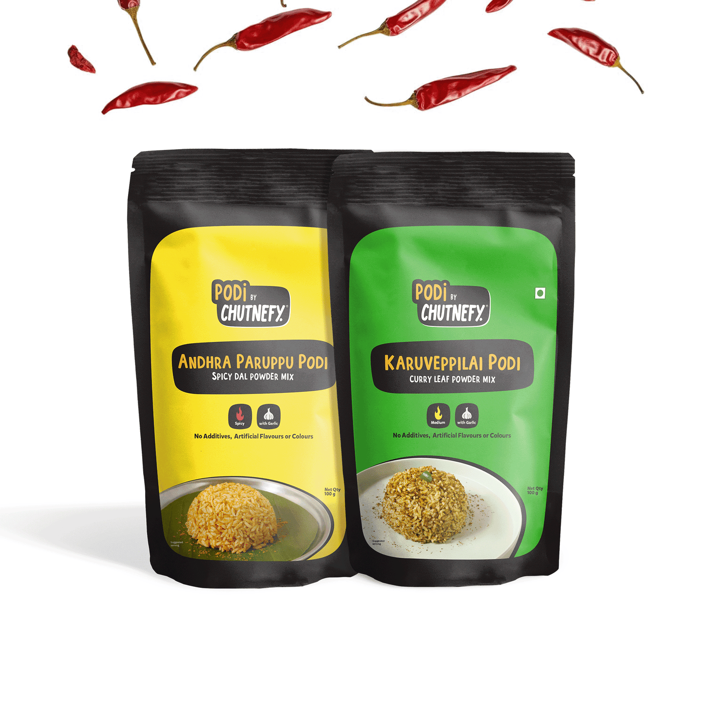 Andhra Paruppu Podi & Karuvepillai Podi 100g (2Packs) - Chutnefy - MadrascartChutnefy