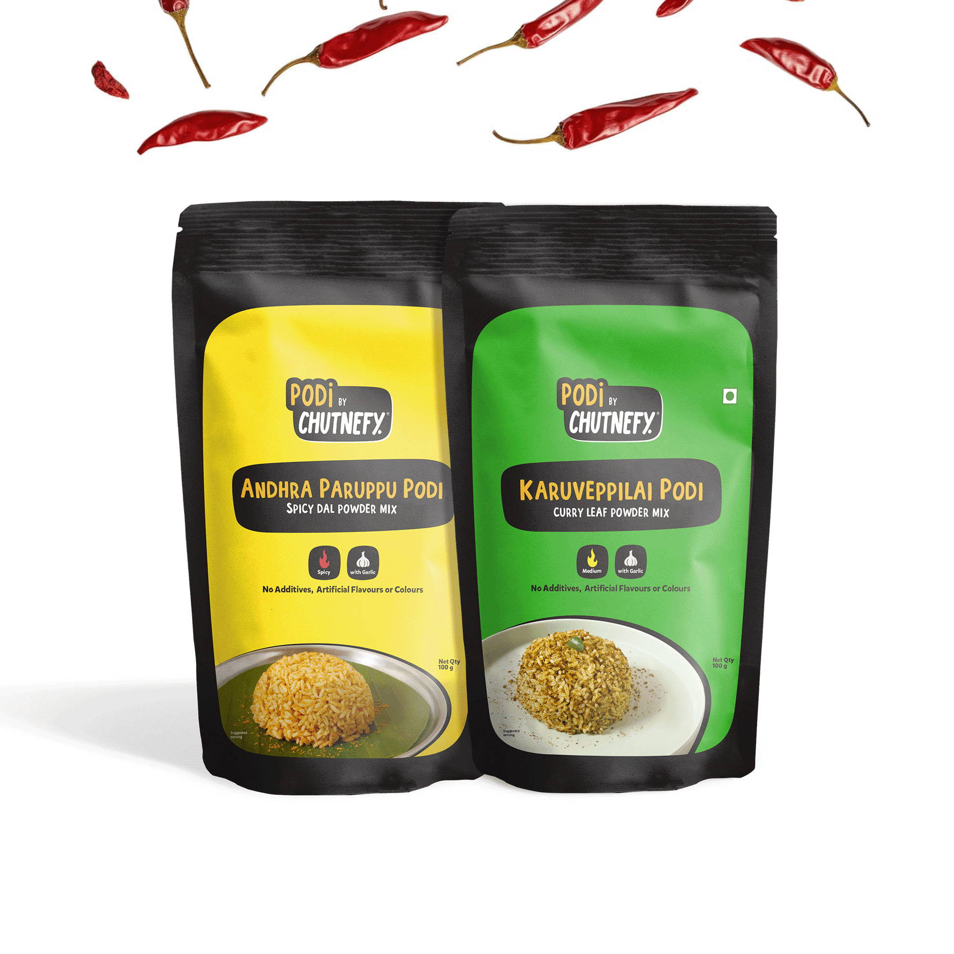 Andhra Paruppu Podi & Karuvepillai Podi 100g (2Packs) - Chutnefy - MadrascartChutnefy