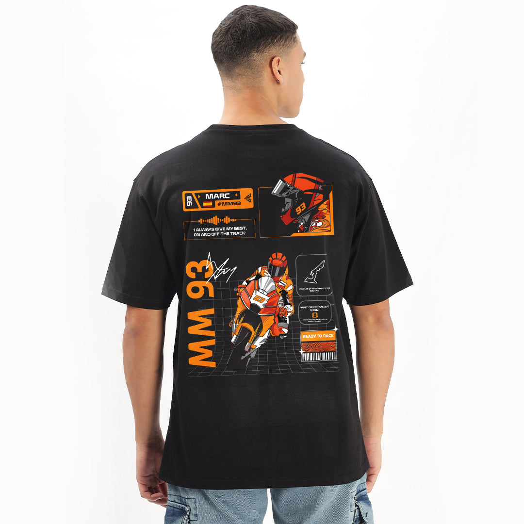 Number 93 | Moto Oversized T-Shirt (Left Pocket & Back) - Fully Filmy