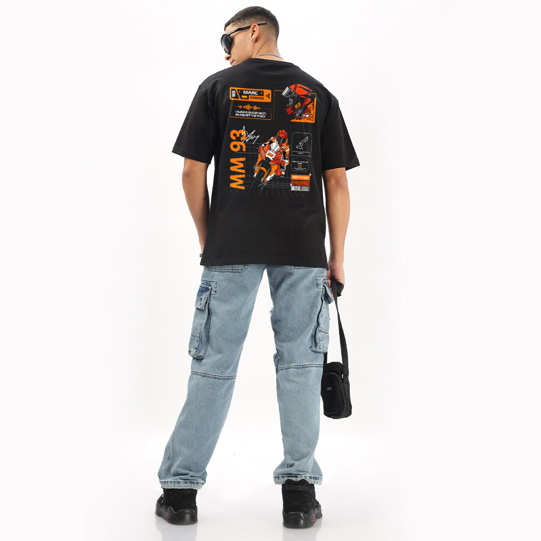 Number 93 | Moto Oversized T-Shirt (Left Pocket & Back) - Fully Filmy