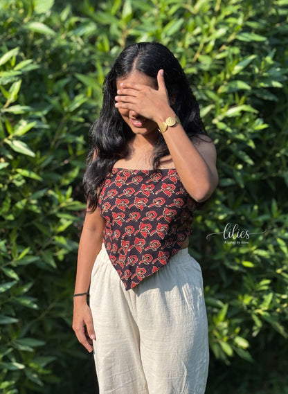 Forest Flame Reversible Bandana Top - Lilies