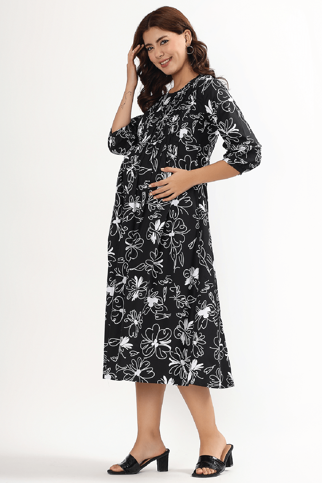 Black Orchid Feeding Dress - Putchi - MadrascartPutchi