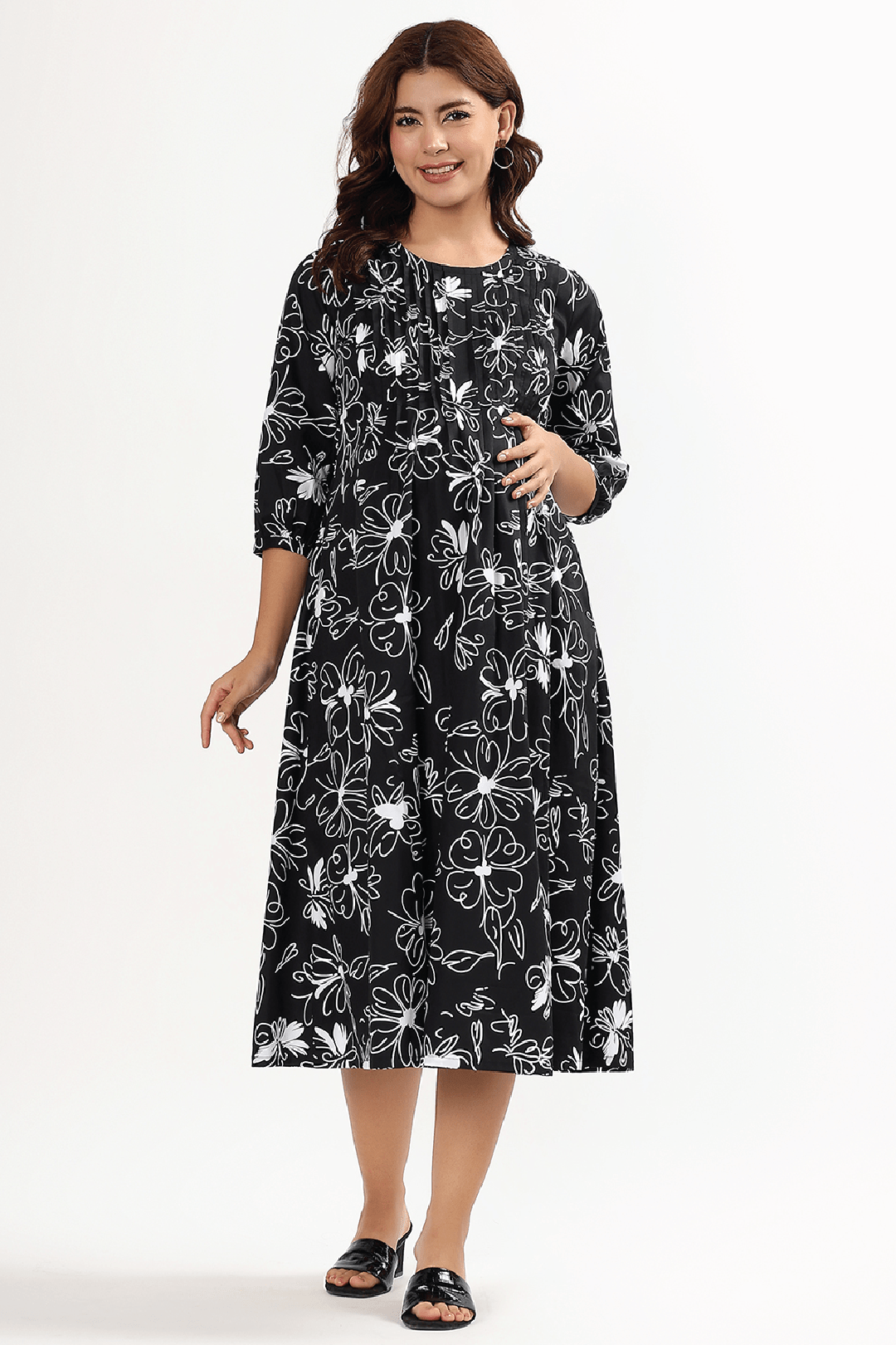 Black Orchid Feeding Dress - Putchi - MadrascartPutchi