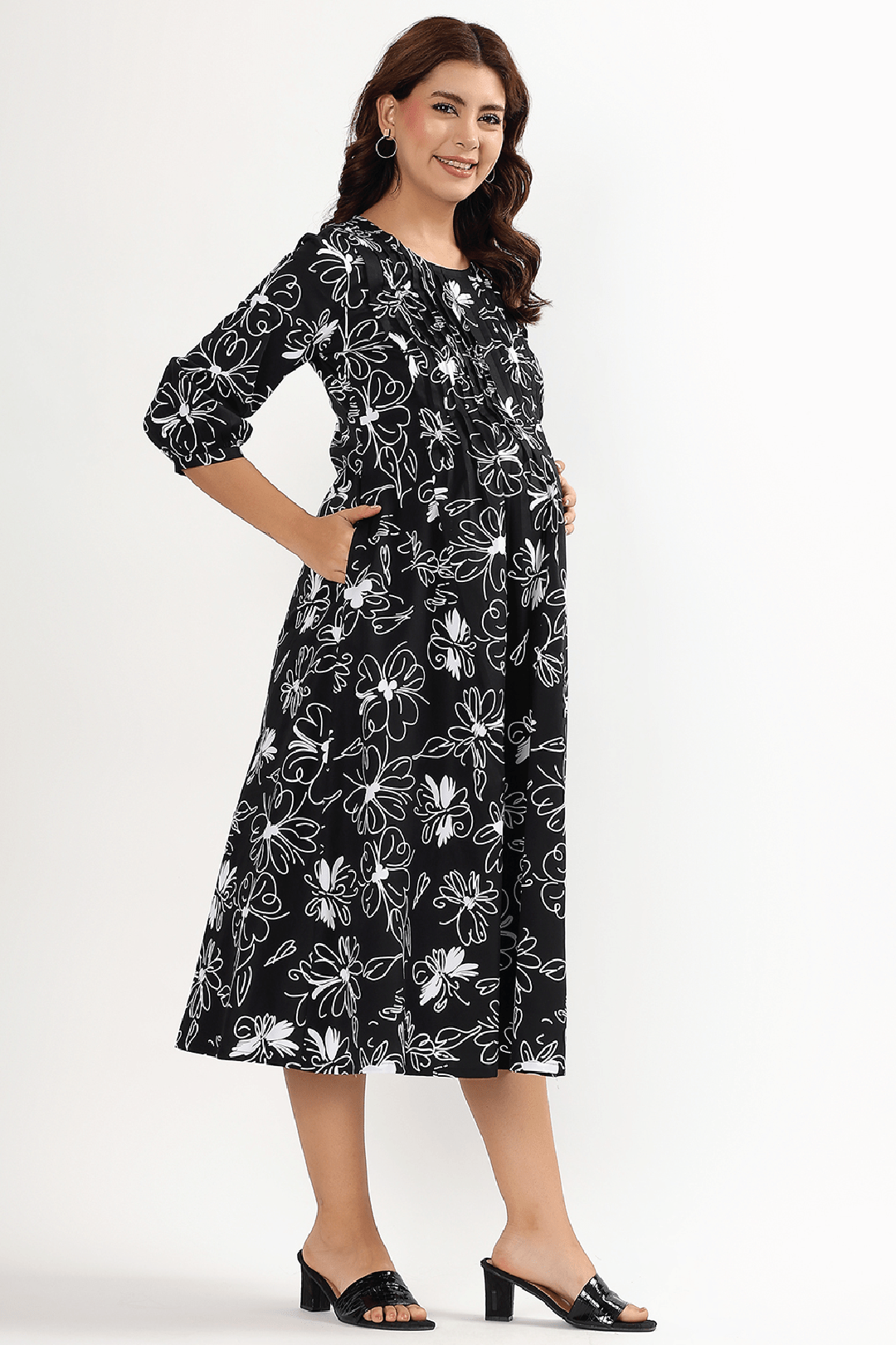 Black Orchid Feeding Dress - Putchi - MadrascartPutchi