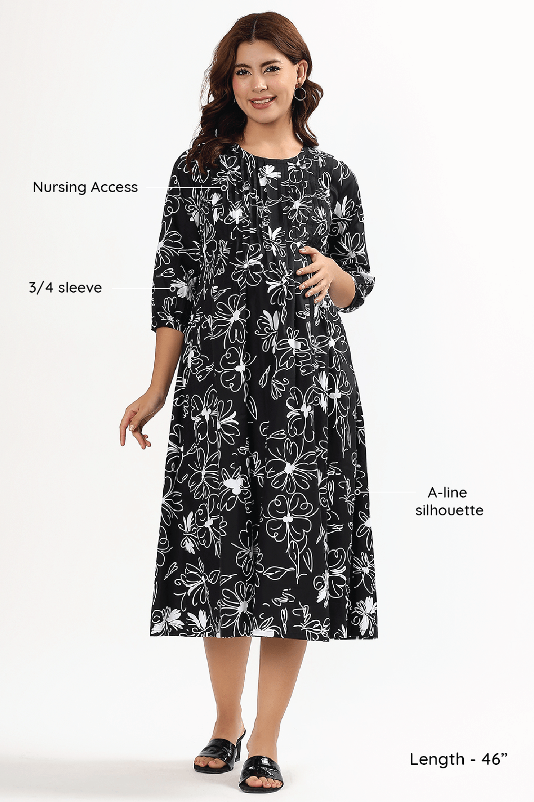 Black Orchid Feeding Dress - Putchi - MadrascartPutchi