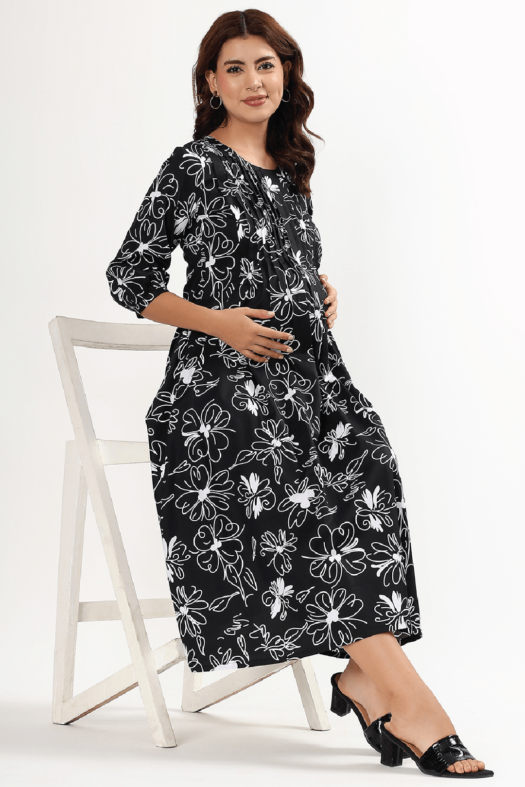 Black Orchid Feeding Dress - Putchi - MadrascartPutchi