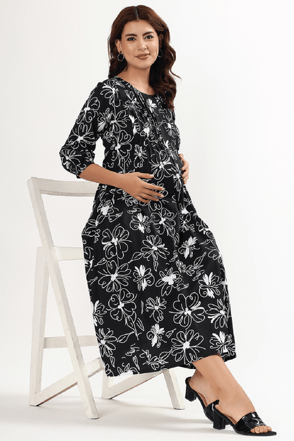 Black Orchid Feeding Dress - Putchi - MadrascartPutchi