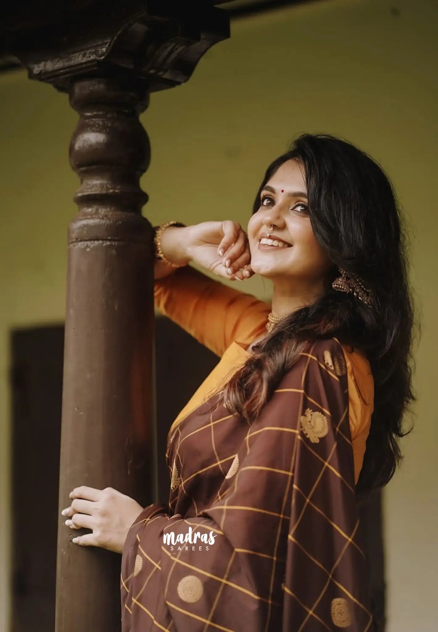 Coffee brown - Hamsavalli – Soft Silk Elegance rudraksham mayil kattam body - Madras Sarees