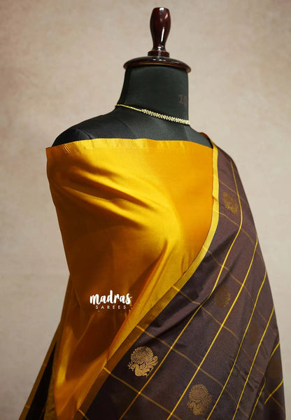 Coffee brown - Hamsavalli – Soft Silk Elegance rudraksham mayil kattam body - Madras Sarees
