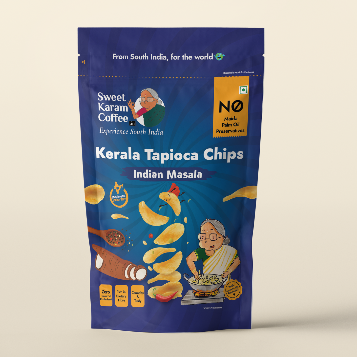 Kerala Tapioca Chips - Indian Masala 65g - Sweet Karam Coffee