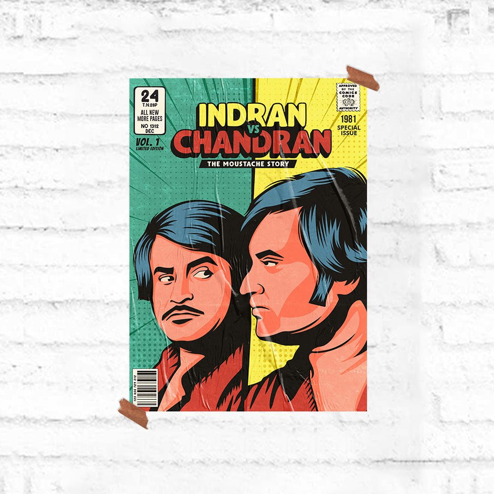 Indran vs Chandran - The Moustache Story Poster - Fully Filmy - MadrascartFully Filmy