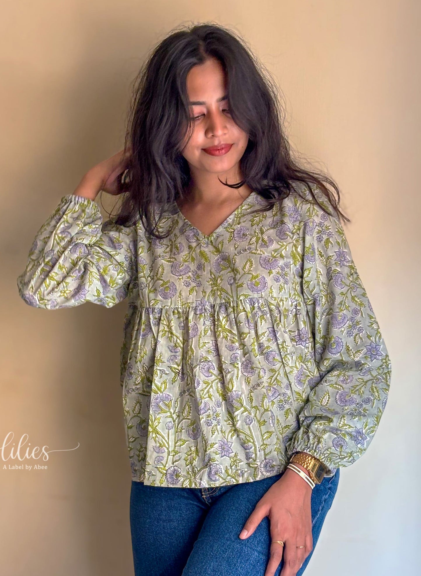 Quiet Garden Top - Lilies