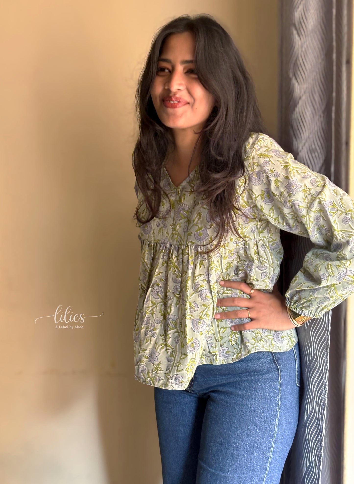 Quiet Garden Top - Lilies