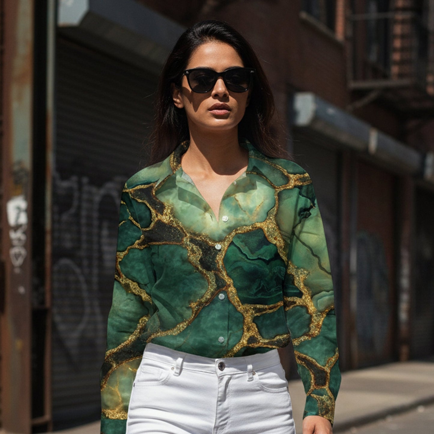 Jade Marble Women's Shirt - Fully Filmy - MadrascartFully Filmy