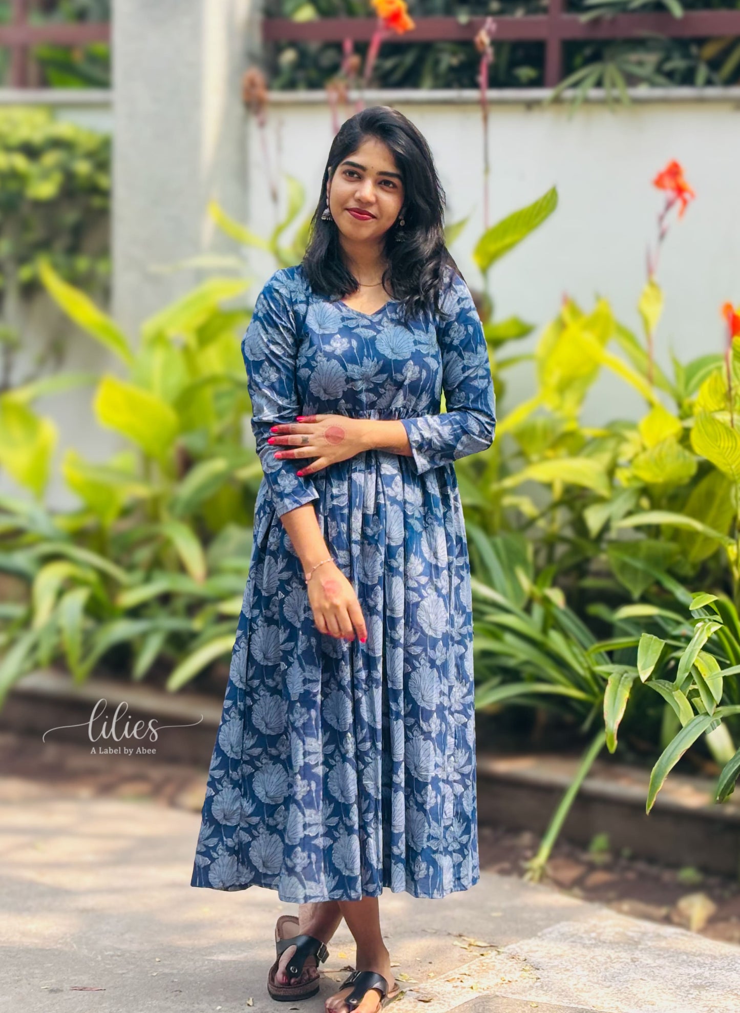 Blue Meadow Maxi Dress - Lilies