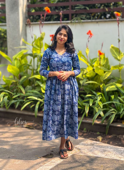 Blue Meadow Maxi Dress - Lilies