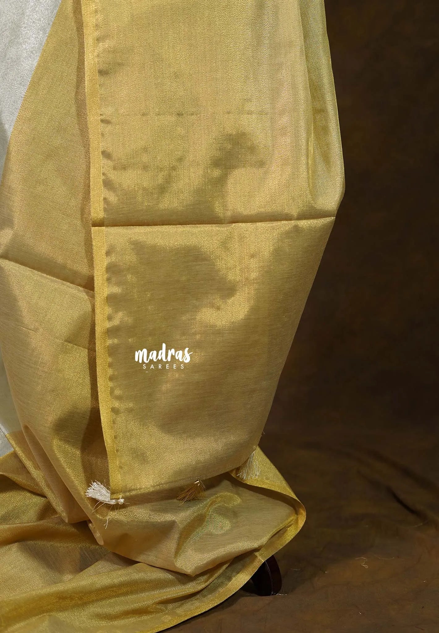 MoonSun Blend - Kushboo half and half gold and silver tissue silk Saree - Best for Small Functions - Madras Sarees