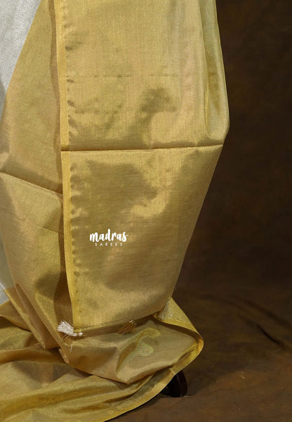 MoonSun Blend - Kushboo half and half gold and silver tissue silk Saree - Best for Small Functions - Madras Sarees