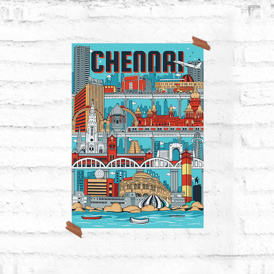 Namma Chennai Cityscape Poster - Fully Filmy - MadrascartFully Filmy