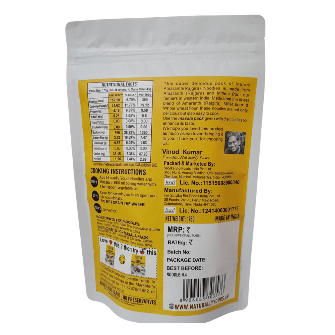 Naturally Yours Amaranth Instant Noodles 175g - MadrascartNaturally Yours
