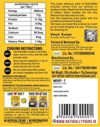 Naturally Yours Multi - Millet Noodles 180g - MadrascartNaturally Yours