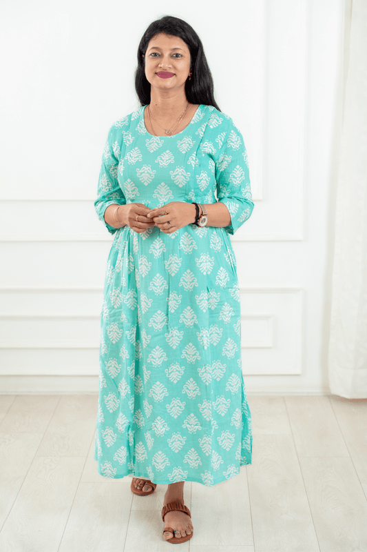 Paisley Teal Feeding Dress - Putchi - MadrascartPutchi