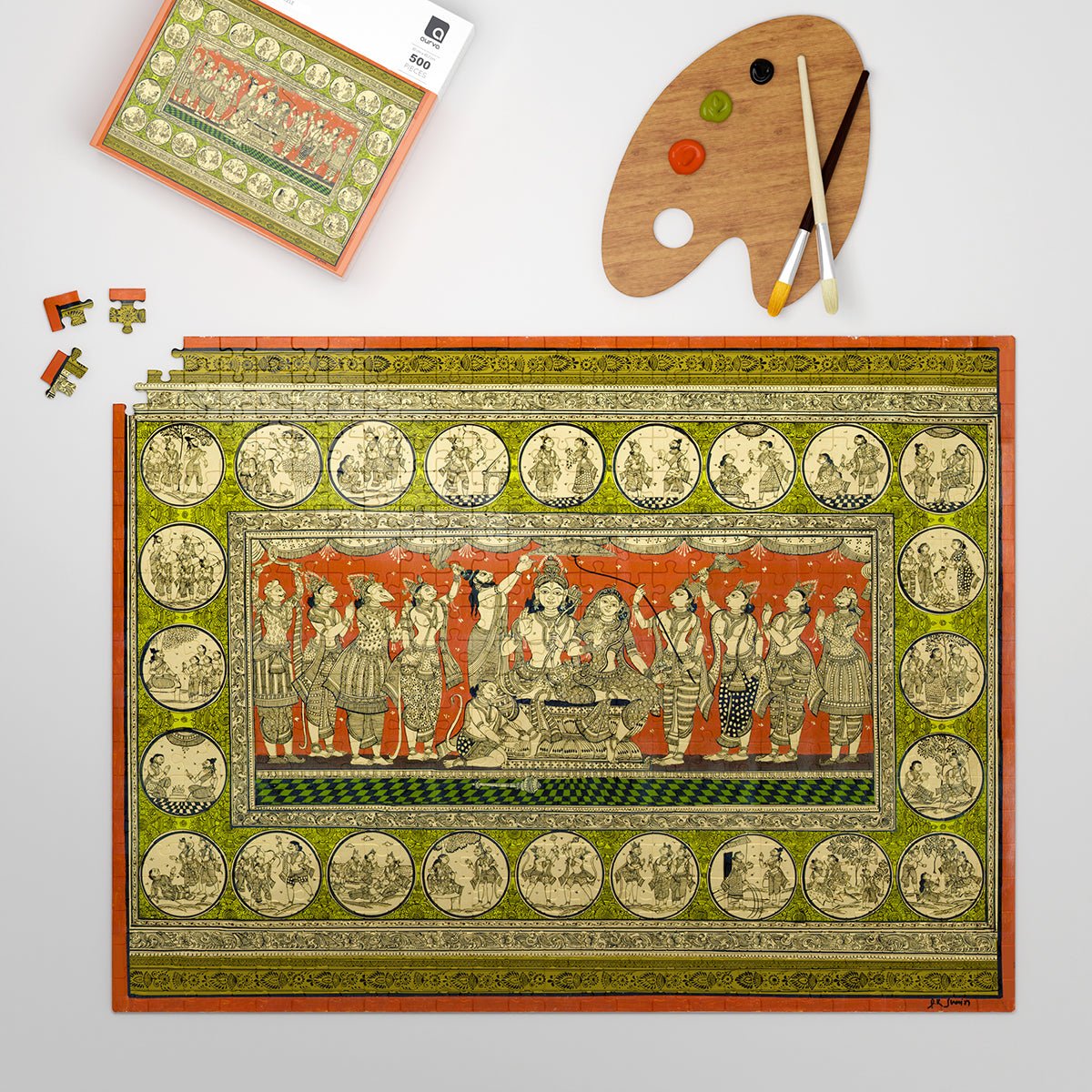 Puzzle - Pattachithra - 500 pieces - 2D Jigsaw puzzle - Aurva World - MadrascartAurva World