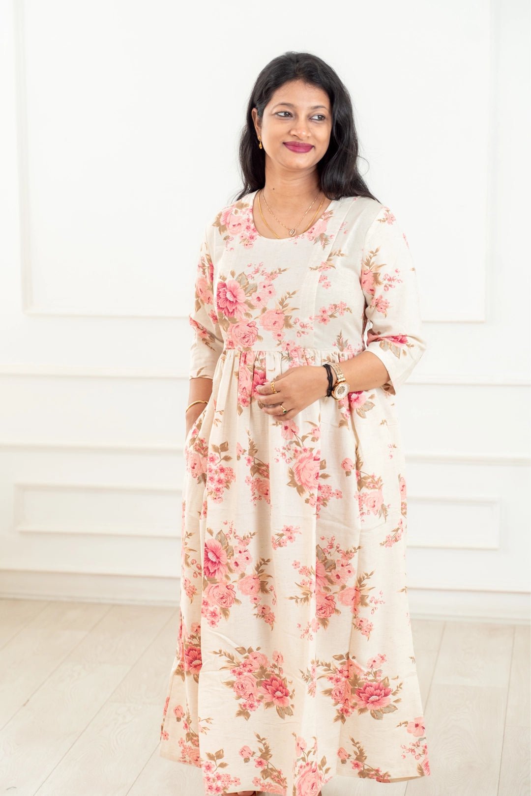 Regal Rose Feeding Dress - Putchi - MadrascartPutchi