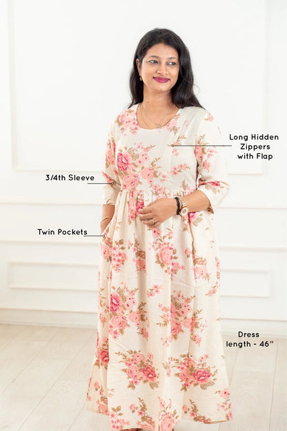 Regal Rose Feeding Dress - Putchi - MadrascartPutchi
