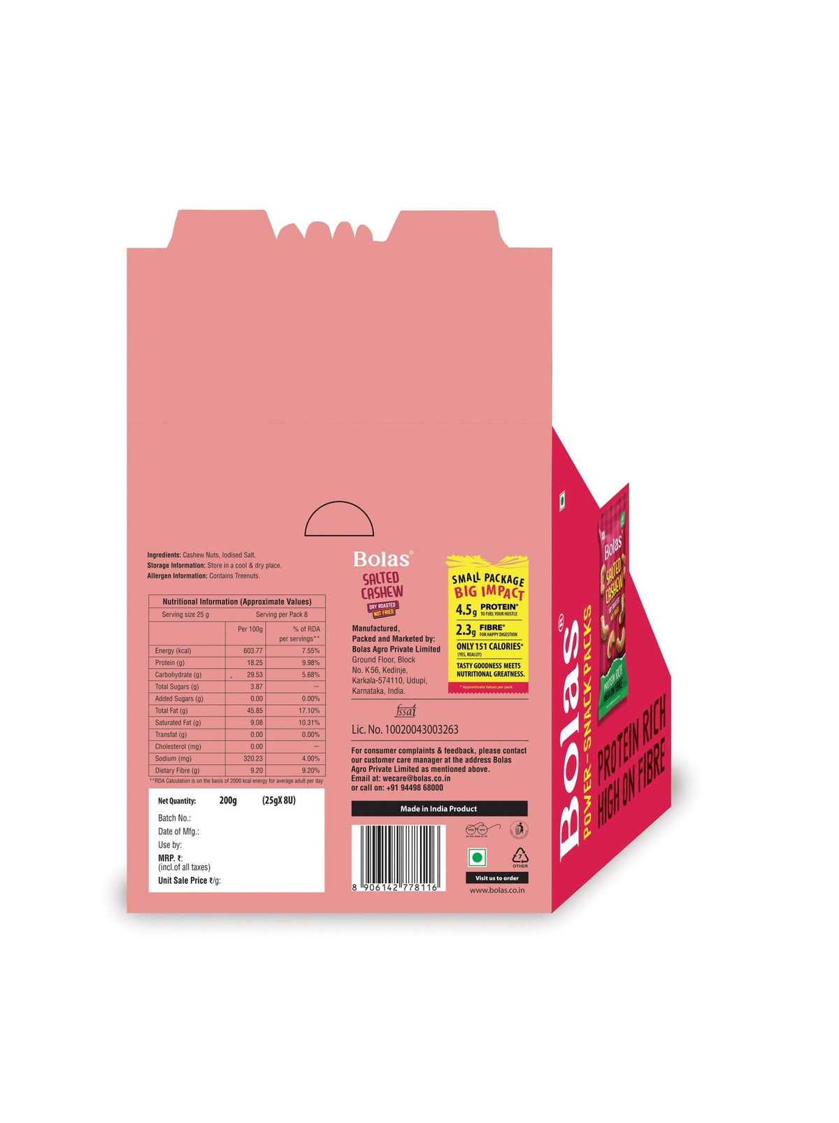 Salted Cashews 25g (Pack of 8) - Bolas – Madrascart