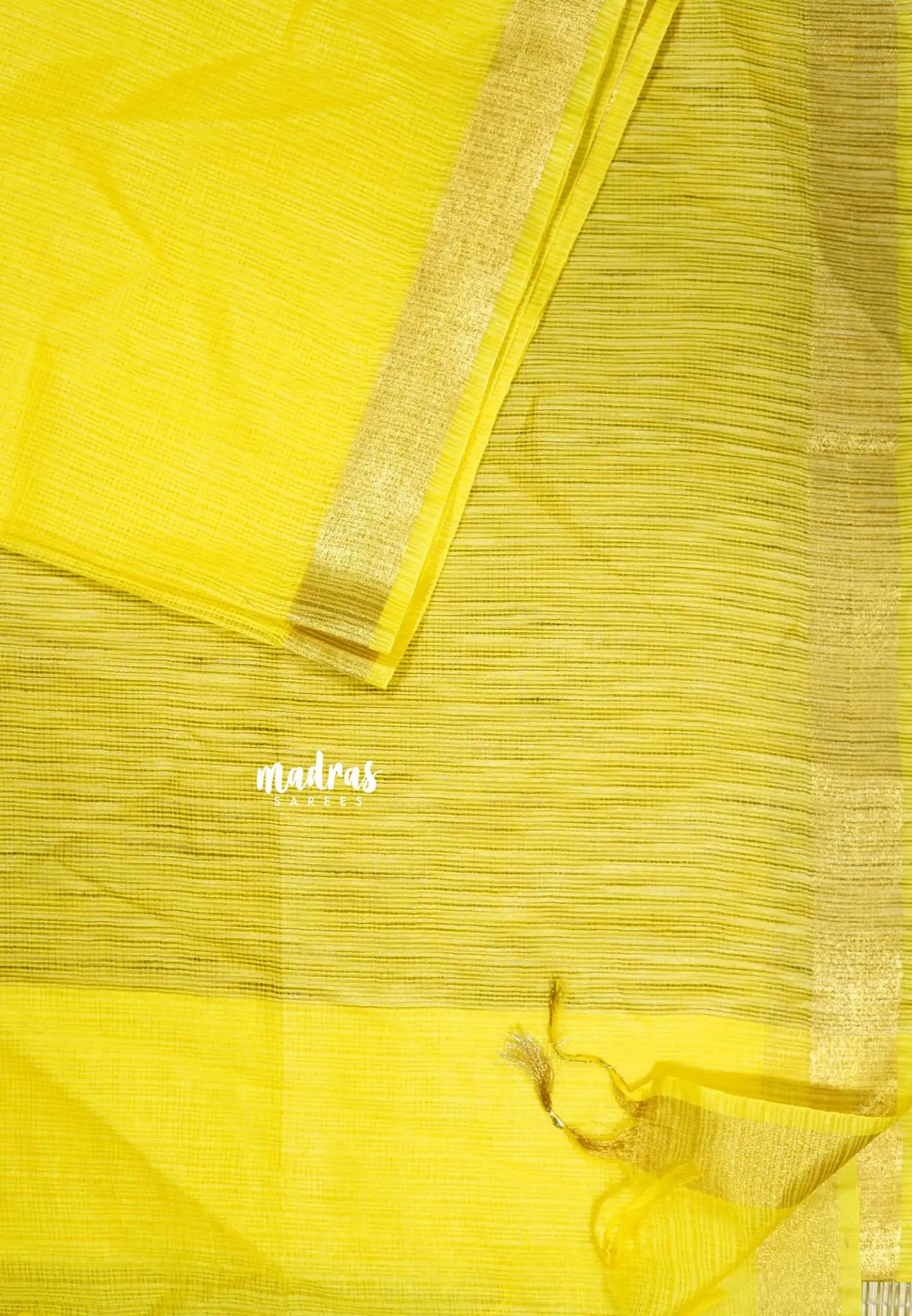 Lemon yellow - Shalini Premium kota silk with Ghiccha pallu - Madras Sarees