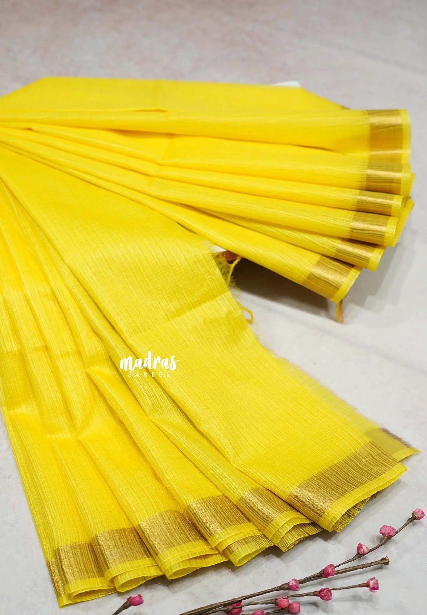 Lemon yellow - Shalini Premium kota silk with Ghiccha pallu - Madras Sarees