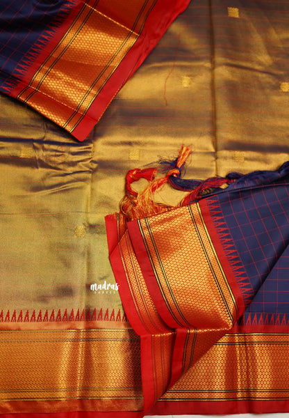 Sico Gadwal checks Navy blue - Madras Sarees