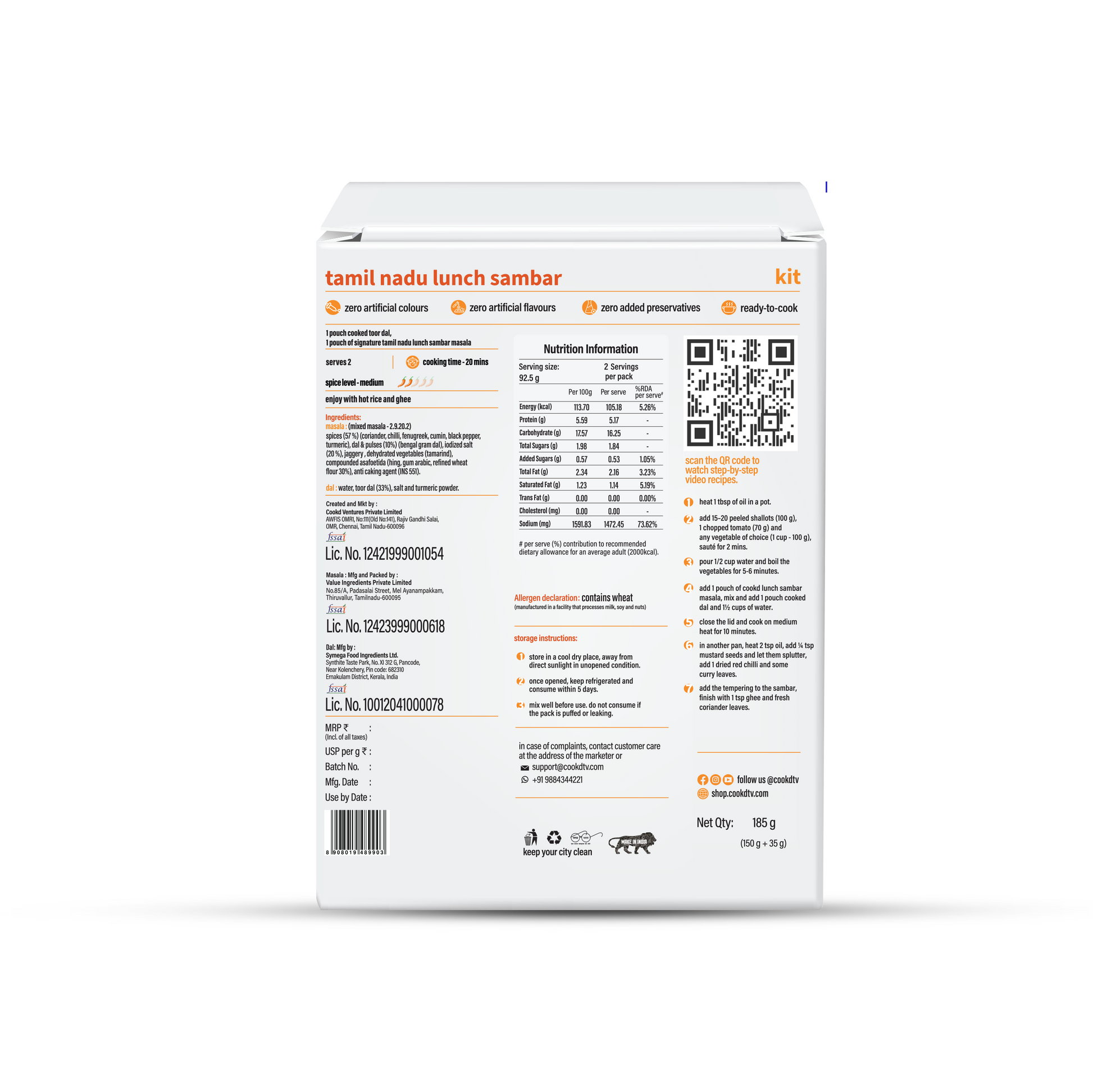 Tamil Nadu Lunch Sambar Kit Cookd – Madrascart