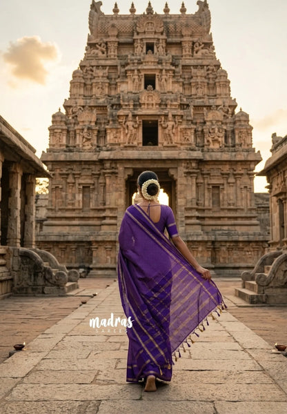 Violet Purple - Vintage Gadwal silkcotton - Madras Sarees