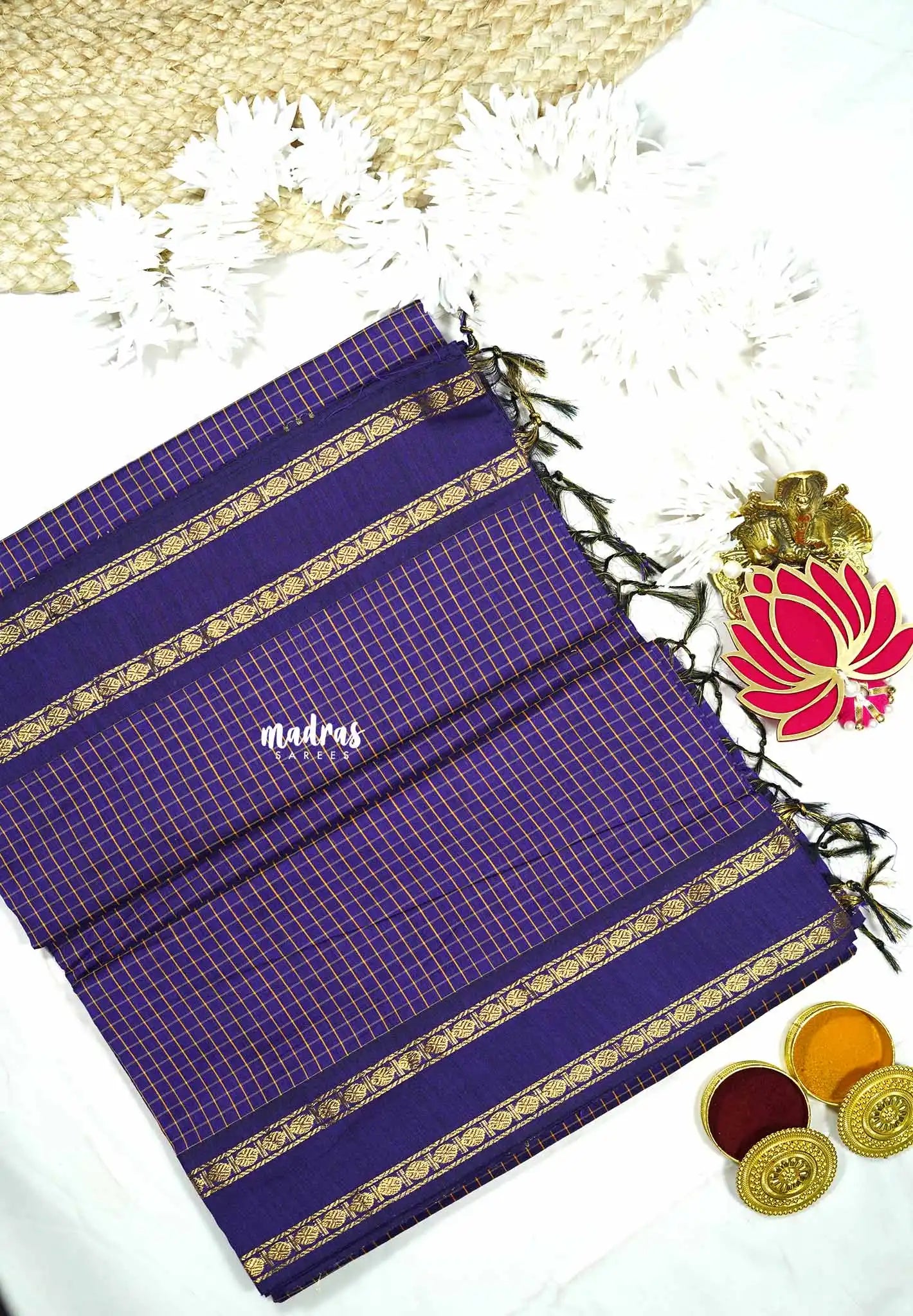 Violet Purple - Vintage Gadwal silkcotton - Madras Sarees