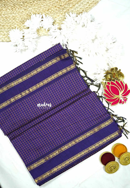 Violet Purple - Vintage Gadwal silkcotton - Madras Sarees