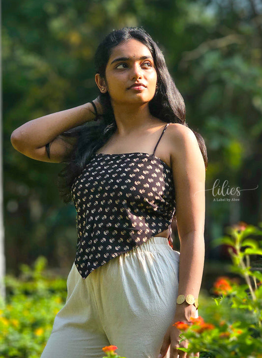 Petals After Dark Reversible Bandana Top - Lilies