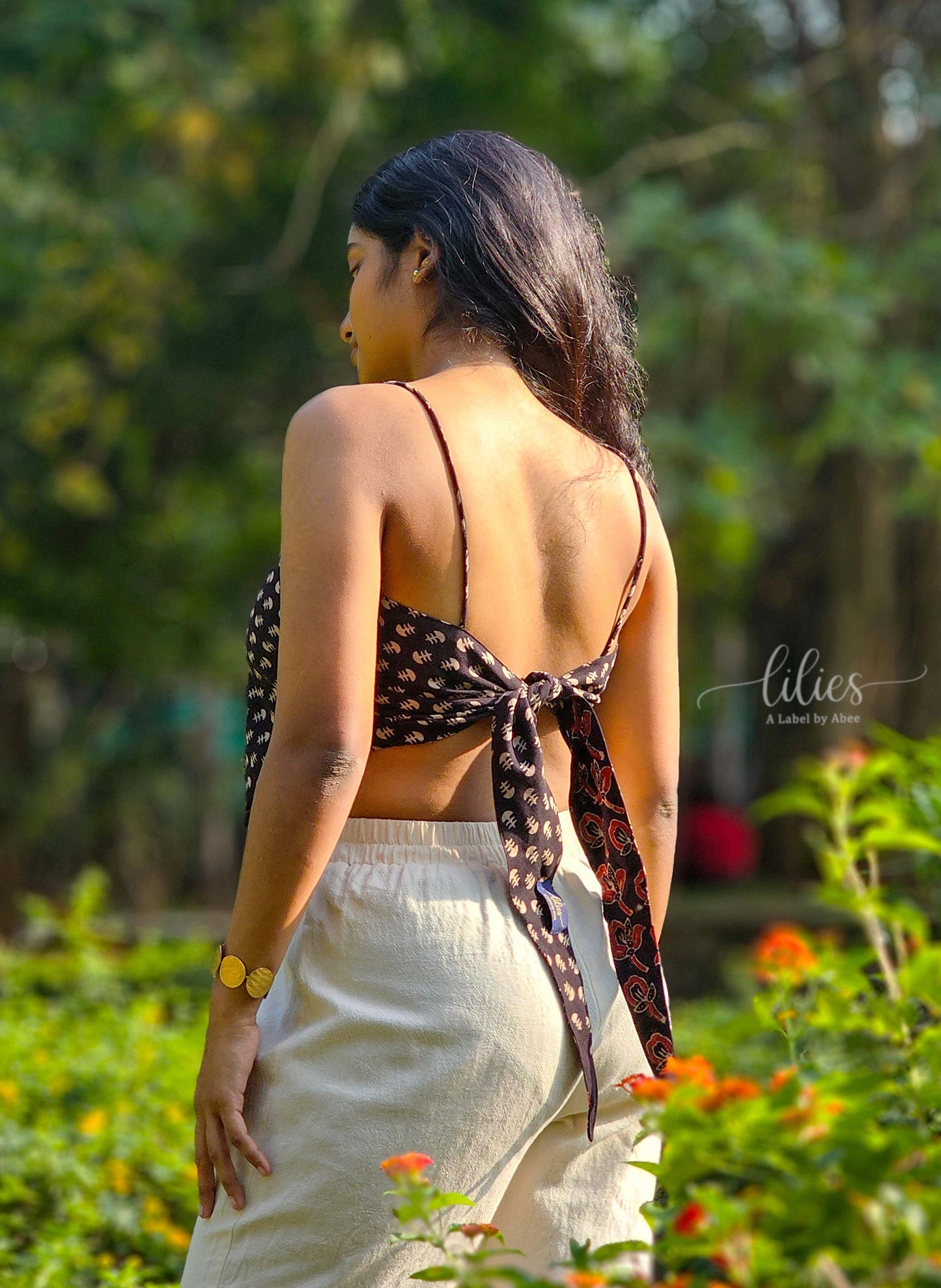 Petals After Dark Reversible Bandana Top - Lilies