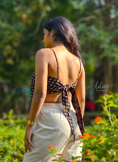 Petals After Dark Reversible Bandana Top - Lilies